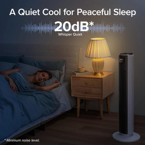 Silent Tower Fan, 5.5W-26W Energy Saving Fan for Bedroom & Home